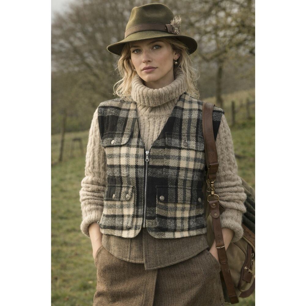 BCBRAND Women's Vintage Country Tweed Vest Sz S 100% Cotton EUC Heritage Preppy